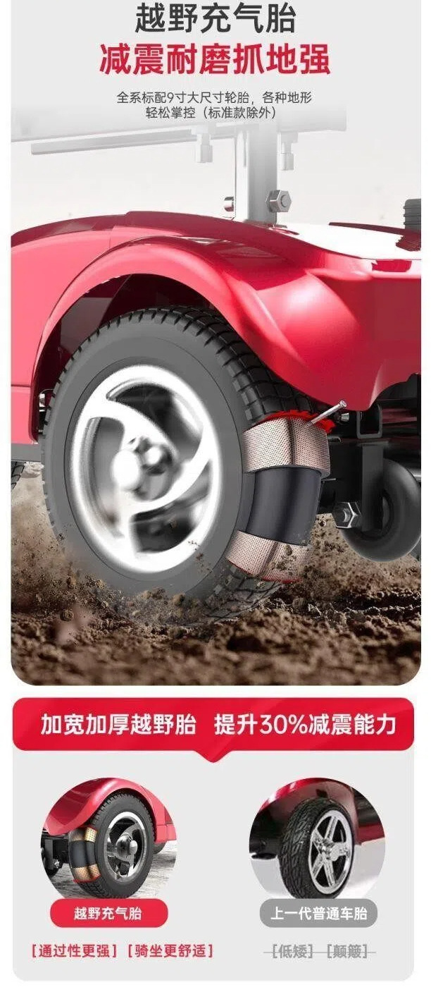 Four-Wheel Electric Scooter for the Elderly, New High-End Smart Home-Use Foldable Electric Vehicle for Disabled People