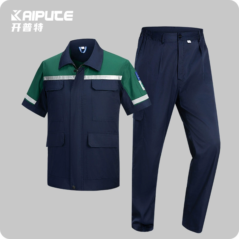 Трансграничная антистатическая летняя рабочая одежда с цветными и короткими рукавами с вертикальным вырезом, печатная куртка, фабрика, мастерская, внешняя торговля, экспорт