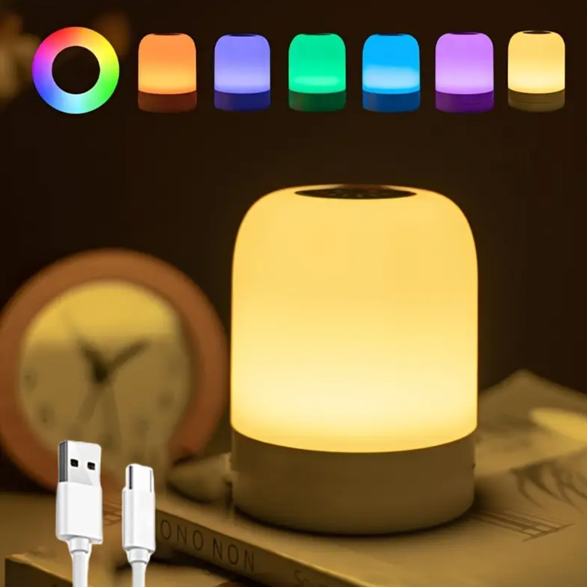 Luce notturna ricaricabile per camera da letto con telecomando, protezione per gli occhi sensibile al tocco, luce per dormire la notte,_voghion.com