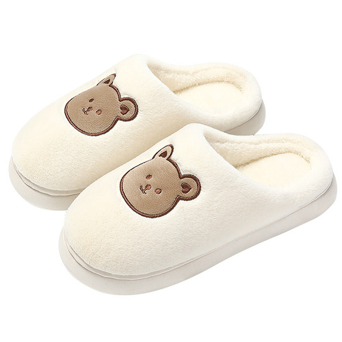 Men's Cotton Slippers Little Bear Autumn and Winter Indoor Home  New Non-Slip Thick Soled Furry Slippers Women's Winter Home Furnishing