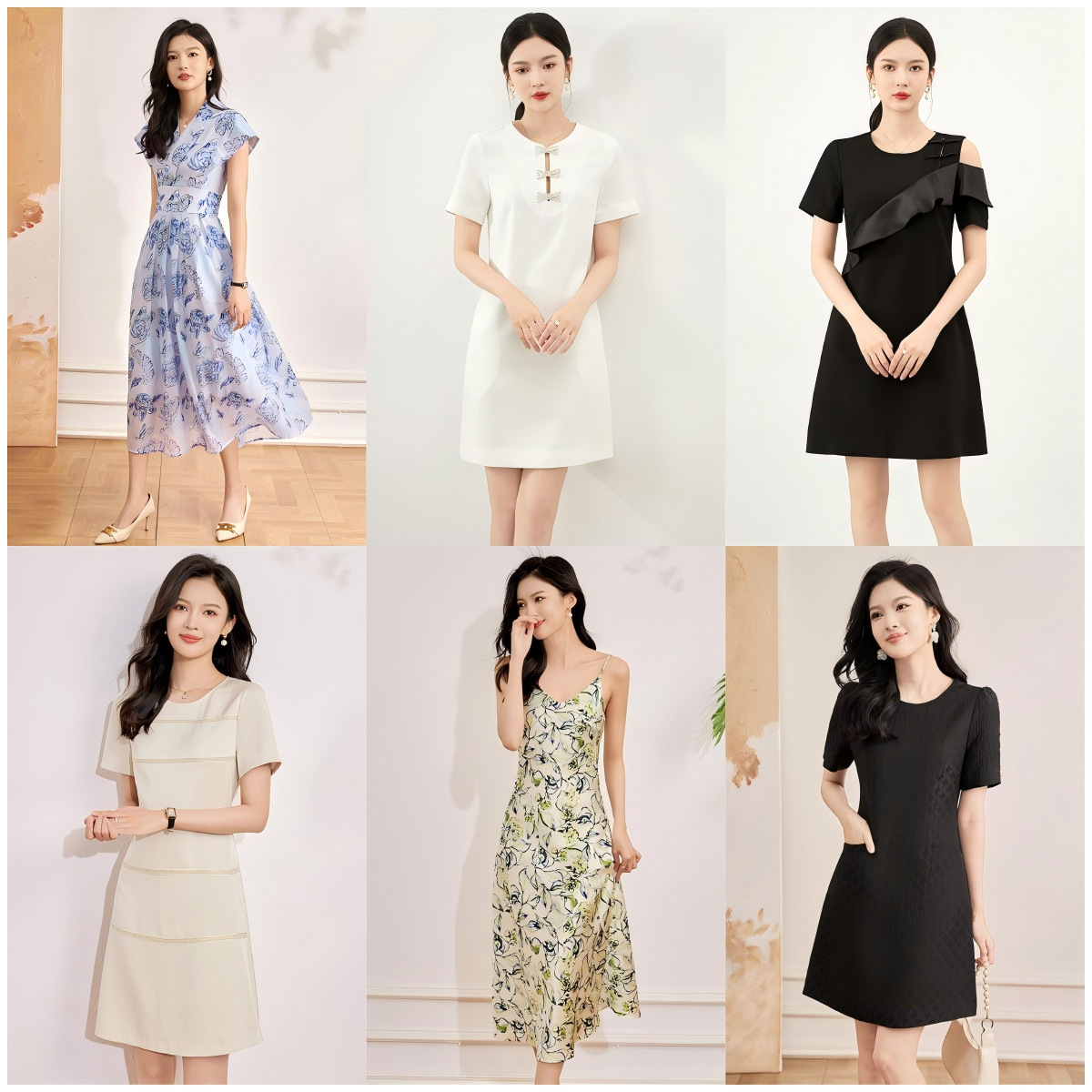Đầm suông nữ midi mùa hè kiểu mới — 2317301 - Đen