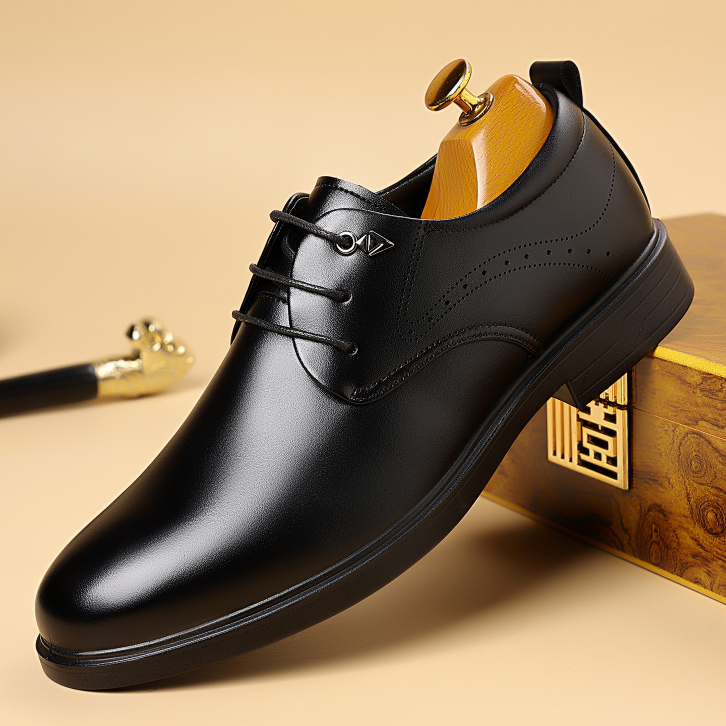 New Leather Shoes for Men, Business Formal Wear, British Casual, Breathable, Groom, Wedding, Work, Commuting, Men's Shoes, Drop Shipping