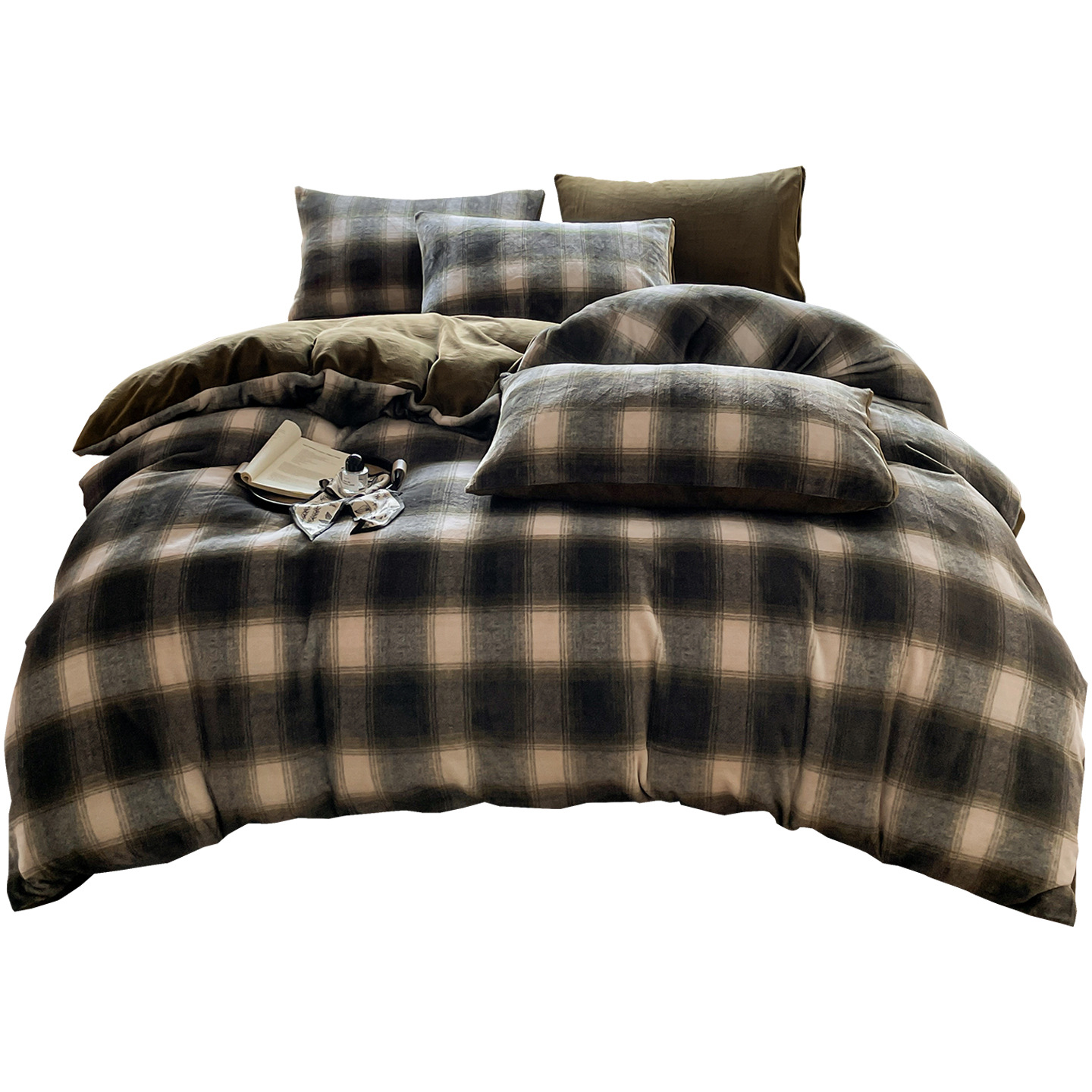 Invierno de coral de lana de leche de cuatro piezas, sábanas de franela, sábanas de cama de doble cara, cubierta de edredón gruesa de tres piezas