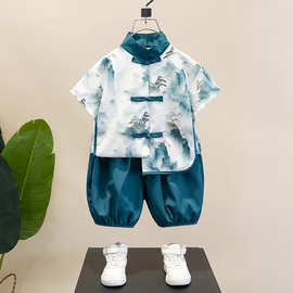 男童汉服夏季套装新款儿童国风山水唐装宝宝夏季中式古装衬衫衣服