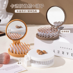 かわいい熊の折り畳みの鏡の櫛の一体式の子供の櫛は携帯して高清の鏡面の化粧の鏡の美容の櫛を持ちます。