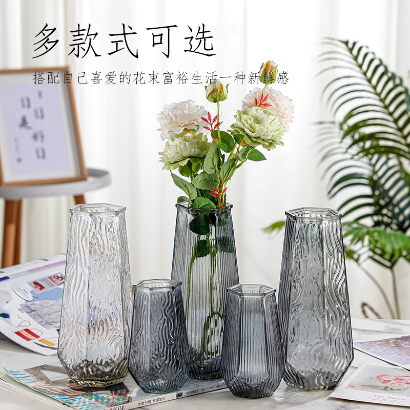 유럽풍 심플 유리 꽃병, 창의적인 수경 꽃꽂이 꽃병, 고급스러운 가정용 탁상용 드라이플라워 장식품