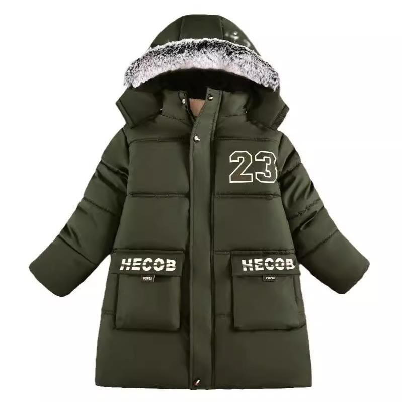 Thickened Fleece Jackets, Boys' Winter Clothes, Stylish Cotton Padded Clothes, Mid Length Cotton Padded Coats_voghion.com