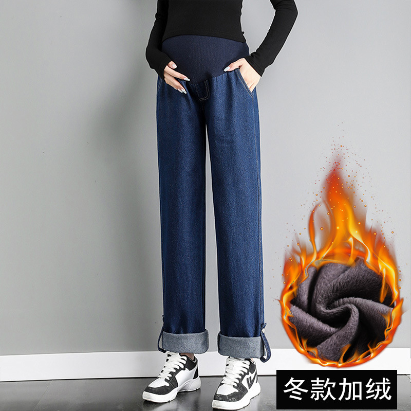 妊婦のジーパンの春と秋の冬のベルベットの夏の薄いゆったりとしたカジュアルな大きいサイズのストレートのカジュアルな9分の長いズボン
