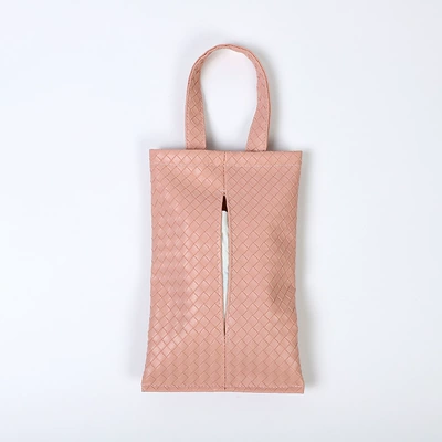 Car tissue box/set woven leather car hanging - woven-hanging-tissue-box-pink