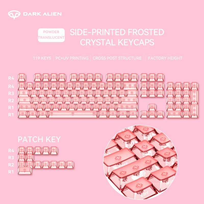 卸売クロスボーダーオリジナル透明 PC キーキャップ UV 印刷フロントつや消し四面高透過率 WOOTING ユニバーサル|undefined