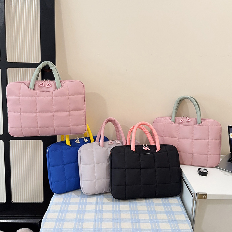 2026 nuevo 14 pulgadas casuales lindas bolsas de computadora de mano gruesa bolsas de computadora portátil de gran capacidad para mujeres