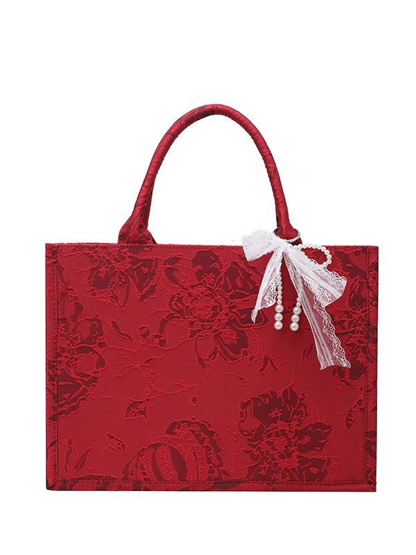 Bolsa de mano de boda de estilo nacional de literatura roja, dama de honor, dama de honor de alta calidad, bolso de viaje de gran capacidad