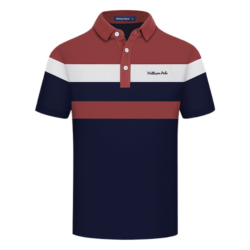 Camisa Polo Chen Xiaochun Paul para Hombre, Lavada, de Alta Calidad, Estilo Emperador, Manga Corta, Casual, con Rayas y Solapa