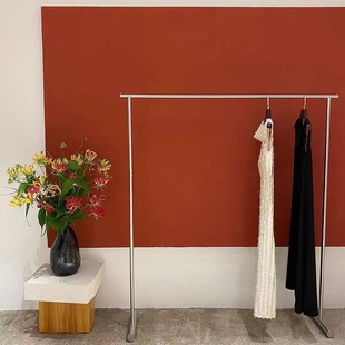 Clothing Store Simple Display Rack Stainless Steel Silver Island Rack Floor-Standing Women's Clothing Store Personalized Clothes Hanger Display Rack