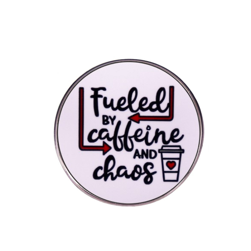 Fashionable universal coffee brooch, badge, English 5