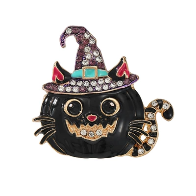 Original Halloween Creative Enamel Brooch with Witch Hat, Pumpkin, and Cat Designs for Atmospheric Decoration (Yaxa sancaqları) - dw1487-1
