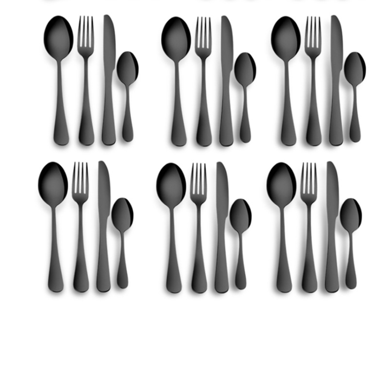 Amazon tiktok popular vajilla de acero inoxidable 24 piezas traje 1010 cuatro piezas principales 6 personas usan comida occidental cuchillo, tenedor y cuchara