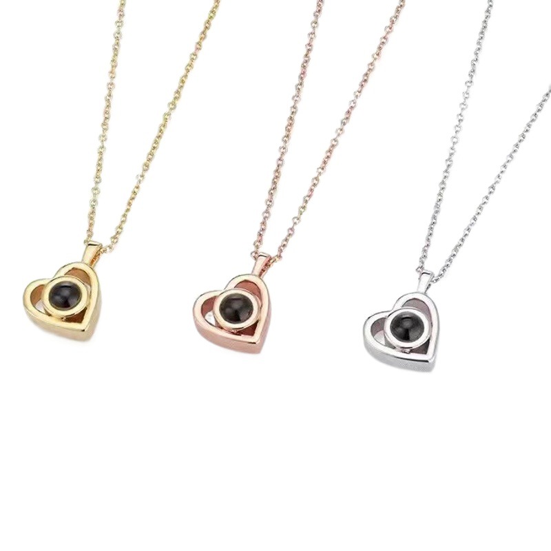 Tiktok same style love memory projection necklace 100 languages I love you necklace female cross-border hot
