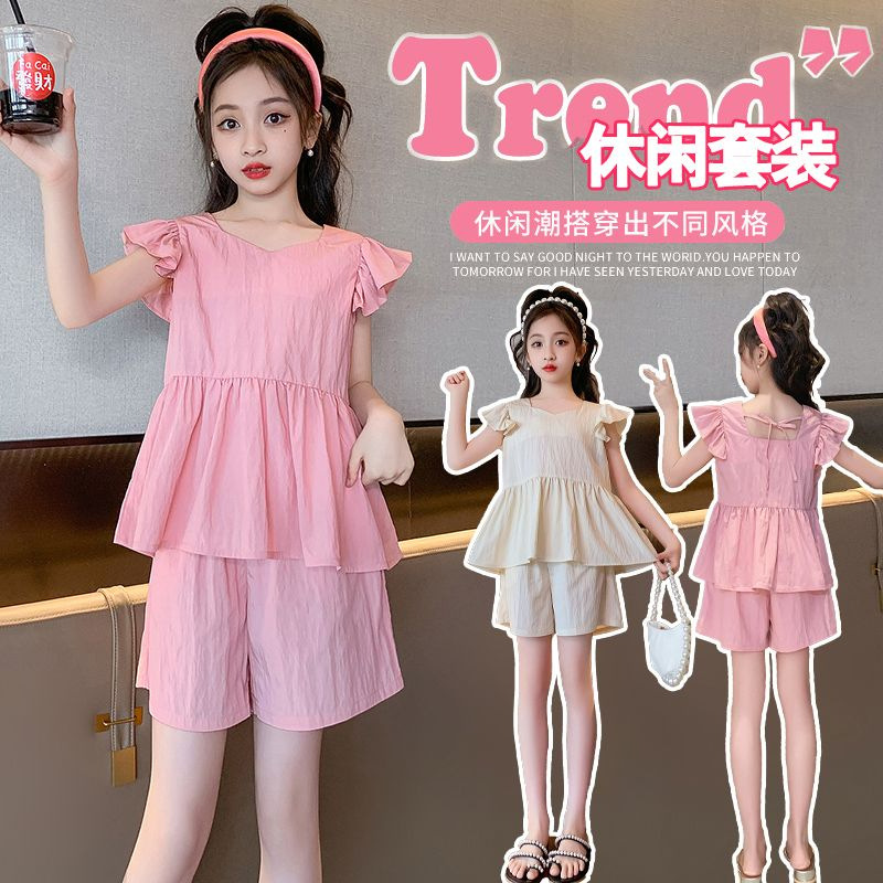 2024 nuevo verano casual traje de moda para niños camisa de manga corta de muñeca estilo occidental Delgado traje de dos piezas