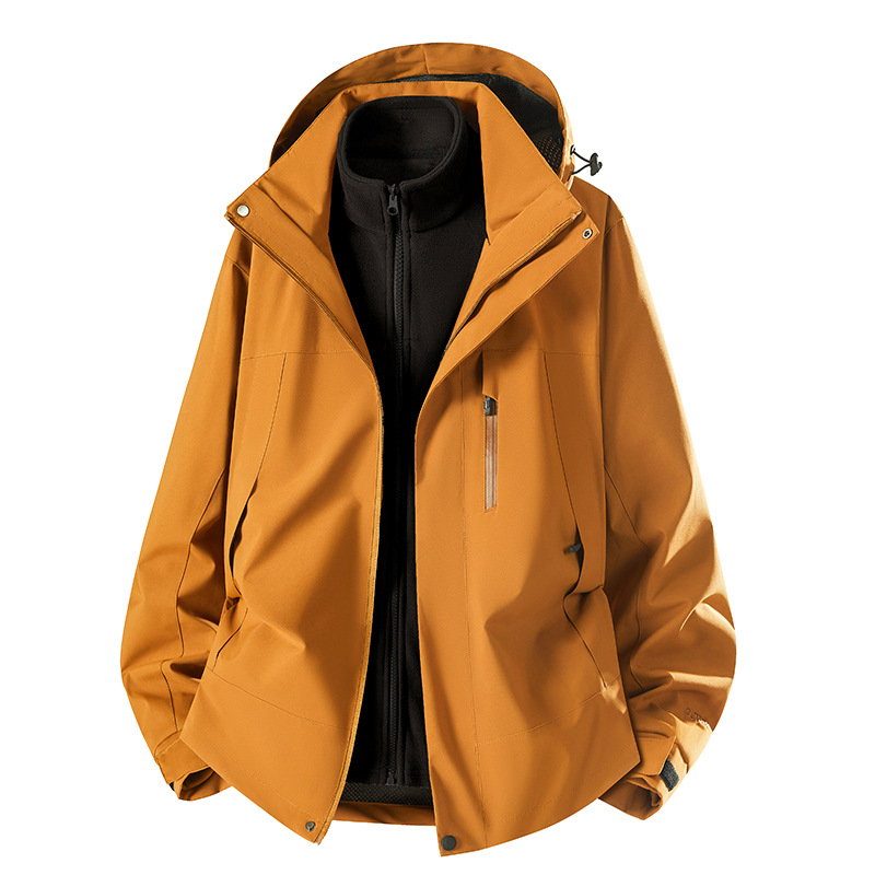 Autumn and Winter Thickened Warm Two-Piece Windbreaker Set, Detachable Three-In-One Fleece Windbreaker