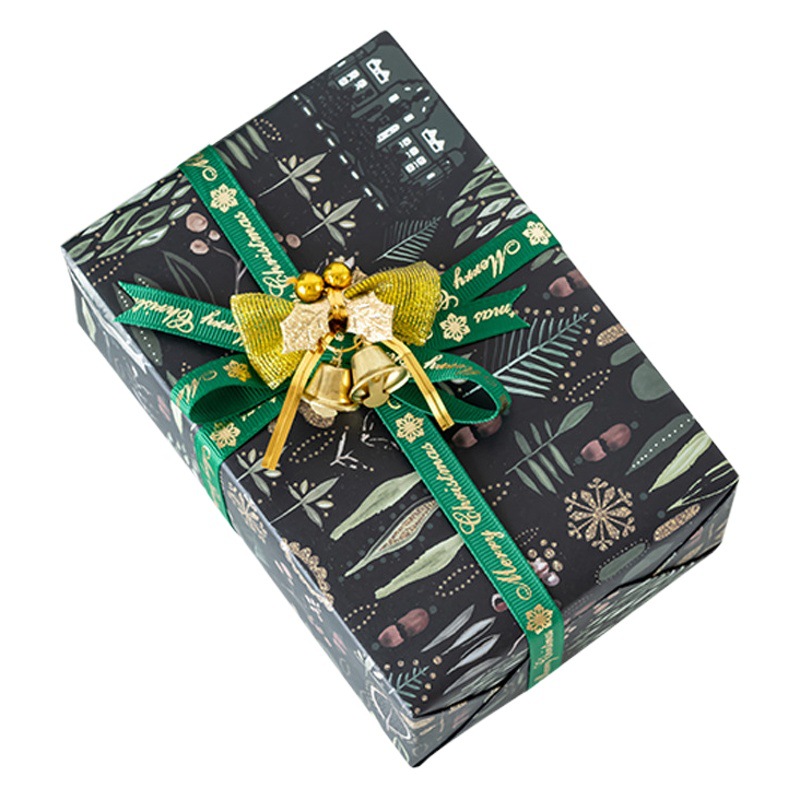 Amazon nuevo engrosada piel de vaca blanca de Navidad traje de papel de regalo de Navidad caja de regalo papel DIY en stock al por mayor