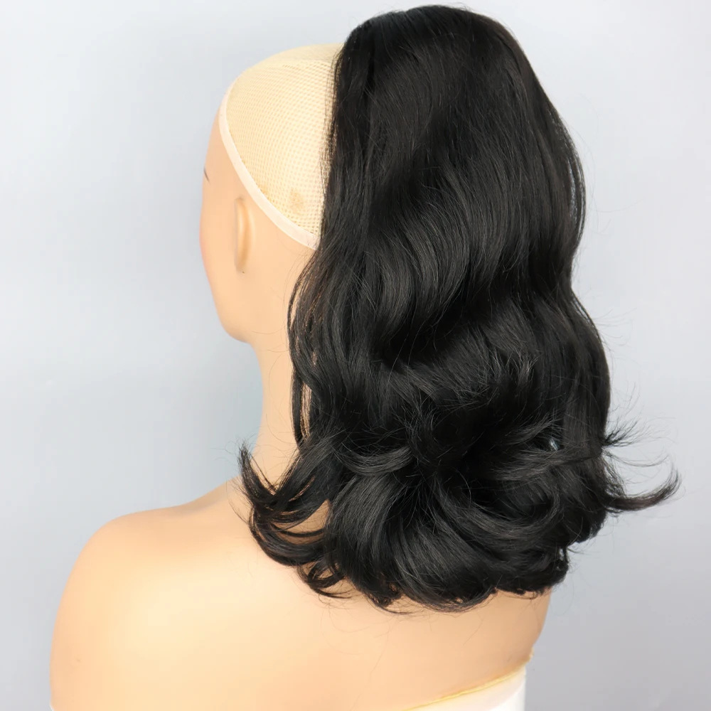 Cauda de caballo pelucón de garra clip de cabello corto cabello natural flor de pera quemado micro-roll de cola de caballo alta puede atar la cola de caballo baja