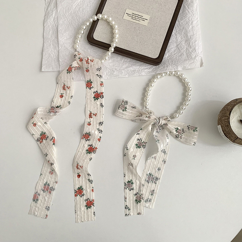 Collar de perlas, diadema, pequeño pañuelo de seda largo, vestido de niña de alta calidad, cinta, decoración de cinta, bufanda, cinturón