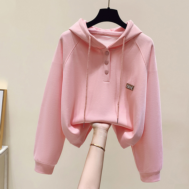 Fresh Style Hooded Sweatshirt Women's Spring and Autumn Thin 2024 New Arrival Senior high school Junior Girl's Loose Short Top