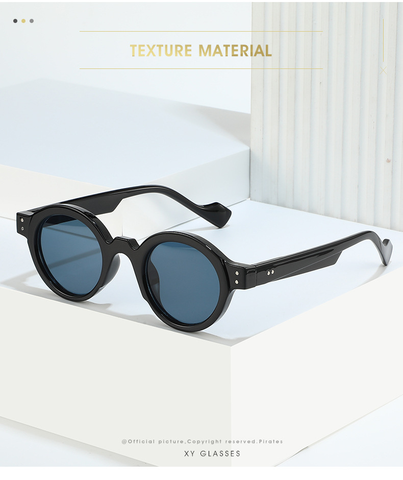 45g Weight Full Frame Glasses Structure Sunglasses Classification PC, UV400 Protection Lens Material Round Frame Glasses Style Travel, Daily Occasion Color Block Pattern All Seasons Season Unisex Gender Casual, Simple Style Style Blue Color Casual Simple Style Color Block PC UV400 Protection Round Frame Full Frame Women's Sunglasses 无