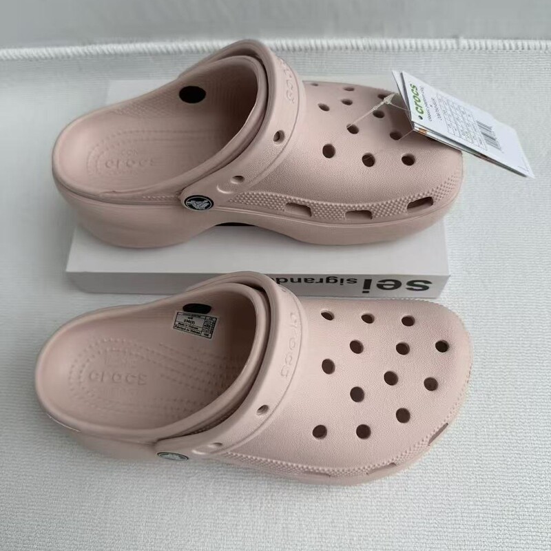 Cross cloud platform clogs, celebrity-style mid-heel, closed-toe, women's casual, non-slip, breathable beach sandals, wholesale