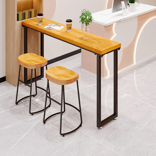R^Balcony Bar Table Household Narrow Table Solid Wood Window High Table Long Table Commercial Bar Wall High Bar
