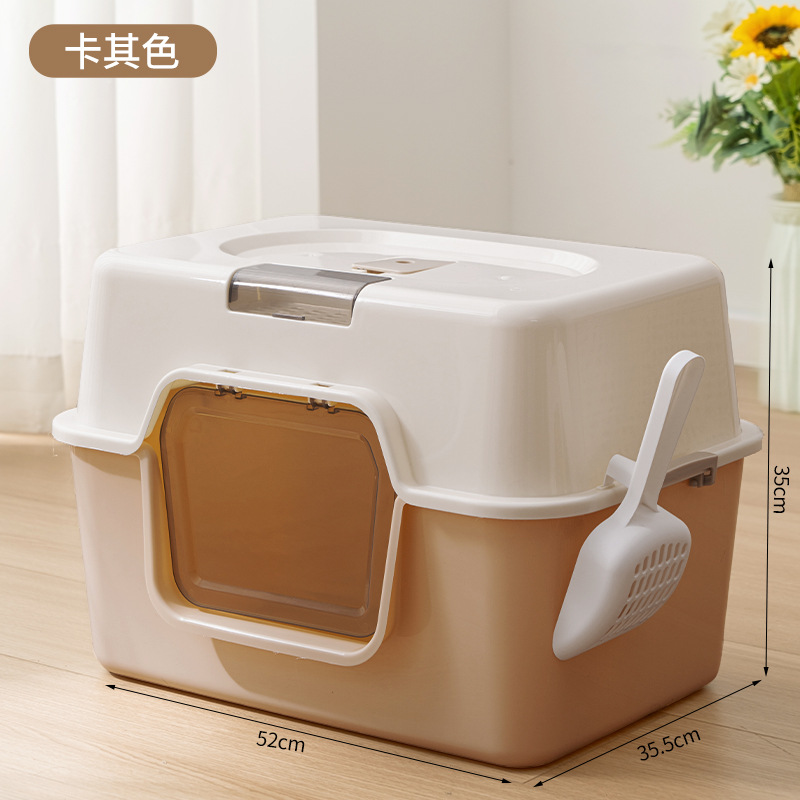Basina de arena para gatos super grande totalmente cerrada anti-spillado anti-olor super grande inodoro para gatos para gatos