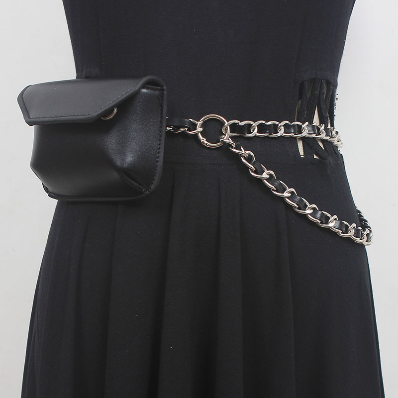 Functional Style Dark original niche designer earphone bag Black Belt dress belt accessories decoration