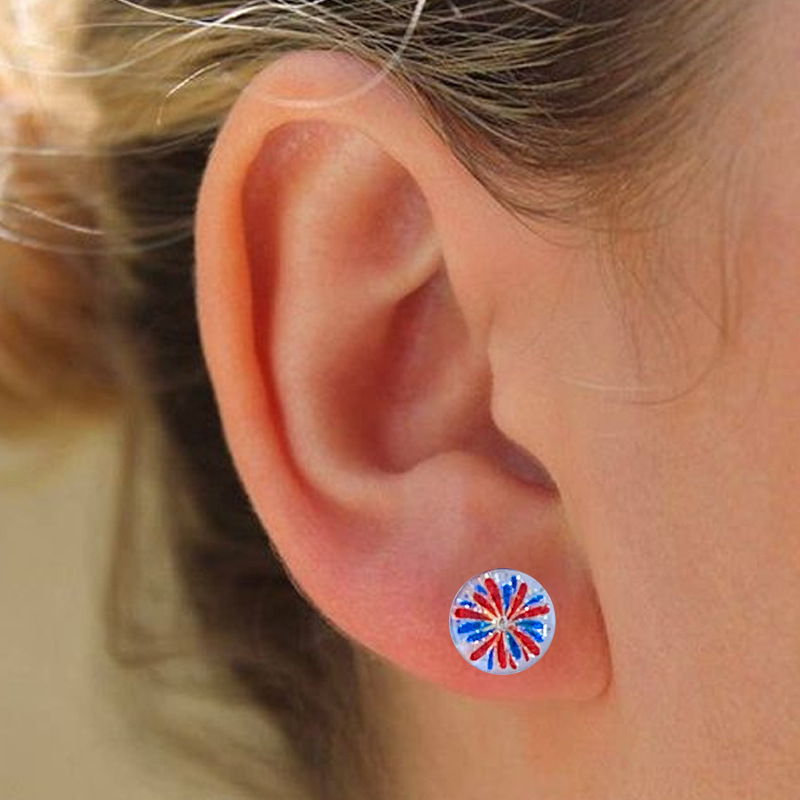 A Pack Of 2 Pairs Simple Style Geometric National Flag Star Printing Arylic Ear Studs display picture 17