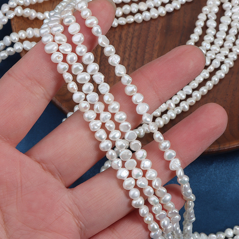 3.5-4mm two-sided polished baroque irregular shaped natural freshwater pearl semi-finished bare bead