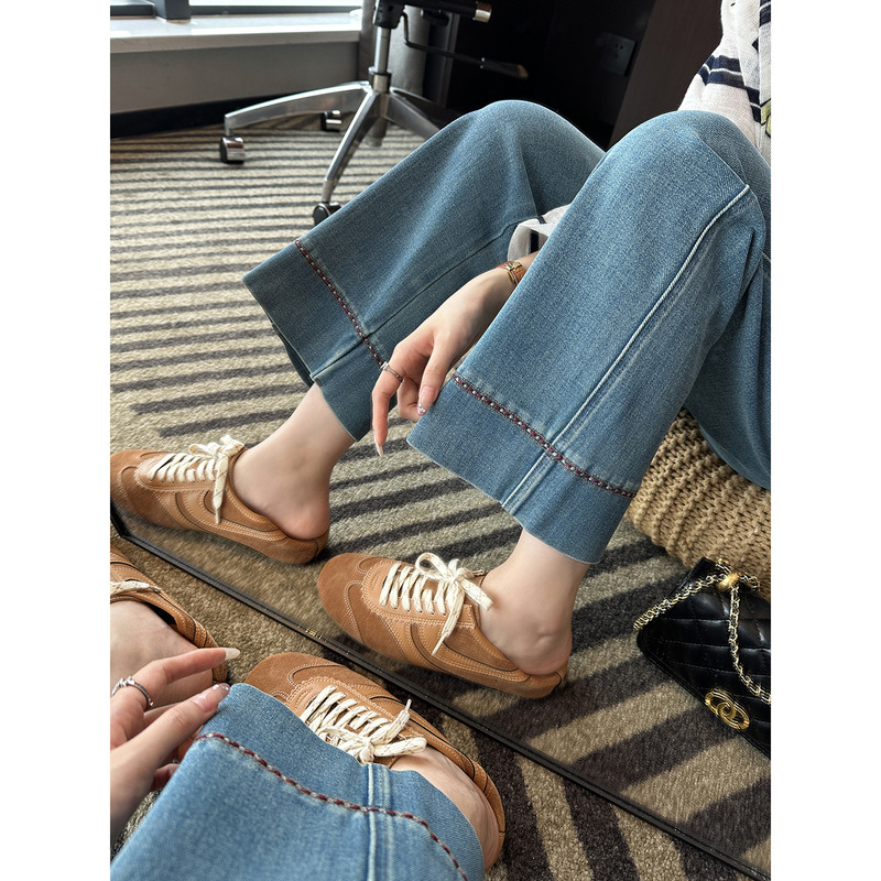 闭眼入！四面弹宽边奶奶裤女新秋宽松阔腿小个子牛仔裤602997|undefined