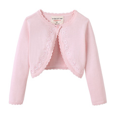 2023 Korean Version Girls Embroidered One-Pin Collar Shawl for Children and Infants Knit Cardigan Jacket Baby Summer Thin Model