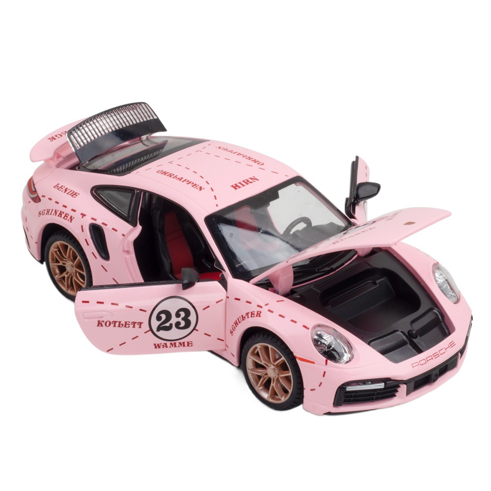 Jianyuan modelo de coche de aleación 1:24 Porsche 911 TurboS coche deportivo tire hacia atrás con sonido y luz adornos de coche de juguete