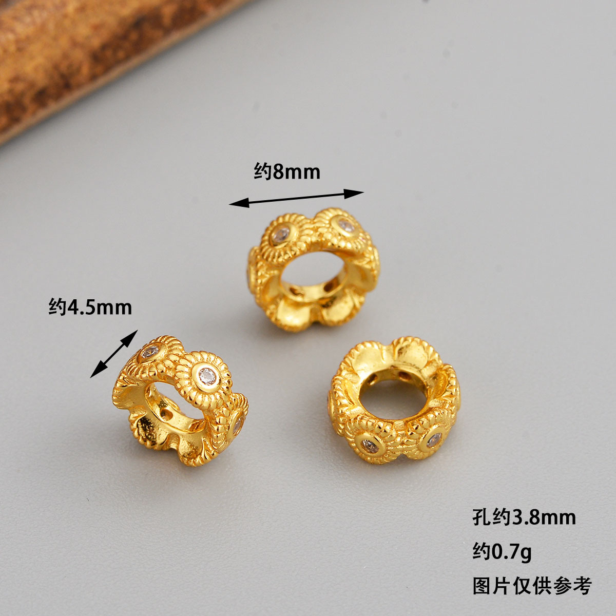 S925 Sterling Silver DIY Jewelry Accessories Gold-Plated Diamond-Studded Loose Beads Gold-Plated Color-Preserving Ancient Gold Perforated Spacer Beads Pearls