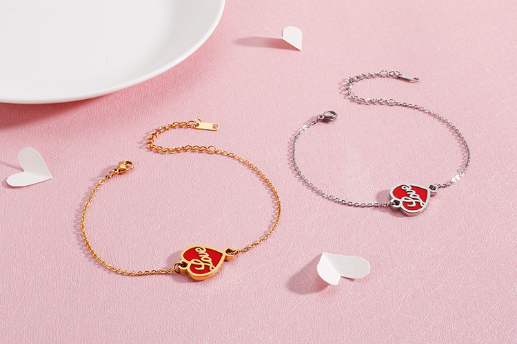 304 Stainless Steel Material European And American Stainless Steel Adjustable Heart-shaped Love Bracelet