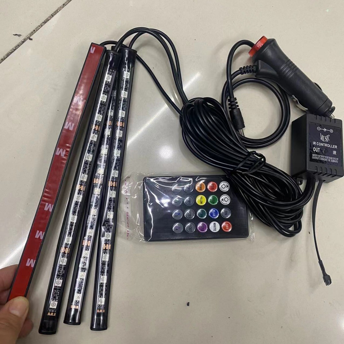 Cross-border Hot Sale Car Interior Atmosphere Light Car USB Colorful RGB Breathing Foot Led Music Rhythm Light 48 Light