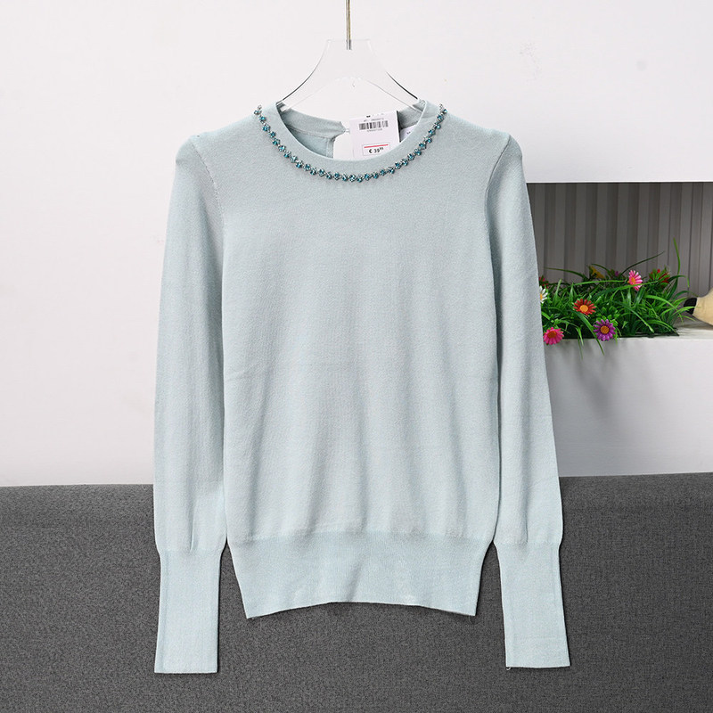 Siki Women's Clothing 269/17 Spanish Single Rhinestone Beaded Soft Round Neck Knitted Sweater Women's Long Sleeve Versatile Siki Women's Clothing 269/17 Spanish Single Rhinestone Beaded Soft Round Neck Knitted Sweater Women's Long Sleeve Versatile
