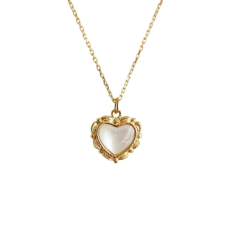Pendant Necklace Classification Sweet Heart Shape Titanium Steel Artificial Gemstones Zircon Pendant Necklace In Bulk