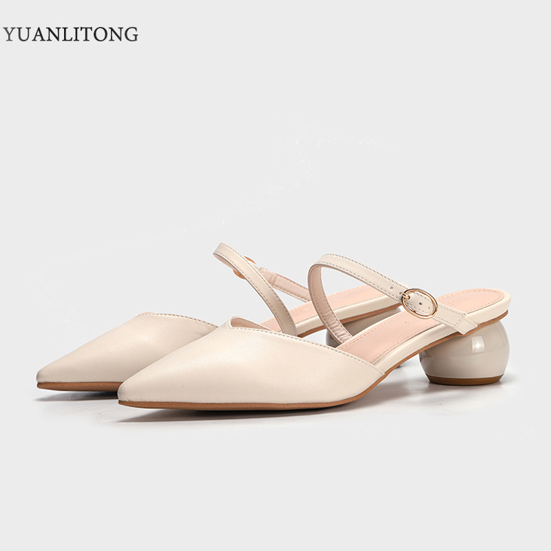 2021 spring new low help pointed thick with daily buckle slim solid color matching thick with women's shoes sandals