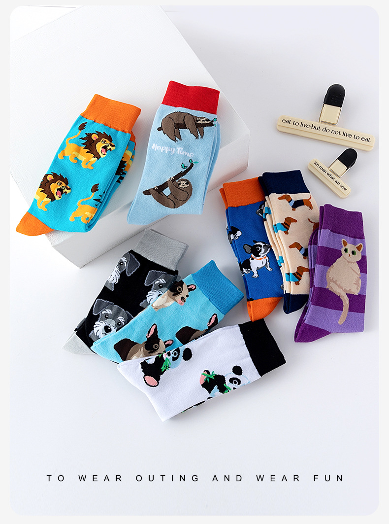 Socks Lingerie Type Cotton, Polyester Fabric Type Unisex Cute Animal Dog Cat Cotton Polyester Ankle Socks A Pair