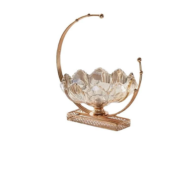 Хрустальное стекло, луна, фруктовая тарелка, светлая, роскошный стиль, креативный журнальный столик для гостиной, тарелка для конфет