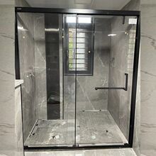 网红极窄一字型淋浴房干湿分离玻璃隔断卫生间浴室推拉移门浴屏