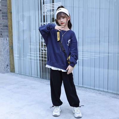 儿童卫衣 2022秋季新款假两件套头卫衣中小童长袖秋装上衣女童装