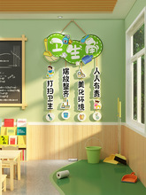 教室卫生角文化墙贴面布置装饰班级挂牌氛围开学幼儿园值日生环创