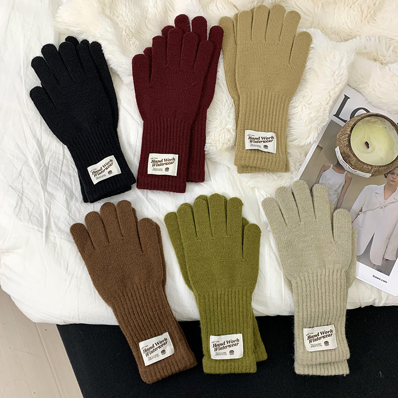 Guantes de ciclismo 2025, otoño y invierno nuevos guantes de punto de lana gruesa alargada guantes de dedo caliente al por mayor